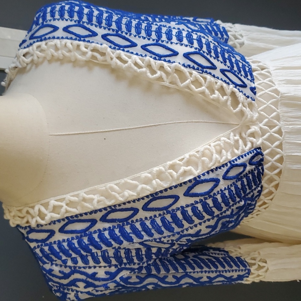Free People Blue and Cream Mini Dress - Picture 5 of 13